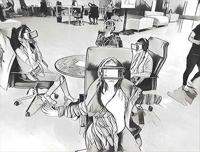 Virtual Reality Experiences Lounge Convivial Graphic of Virtual Reality Experiences Lounge