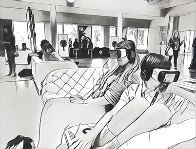 Convivial Graphic of Virtual Reality Experiences Lounge